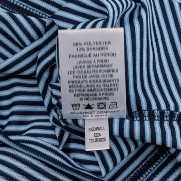 FootJoy Tour Issue Performance Golf Polo Mens Small Blue Striped - Picture 6 of 8